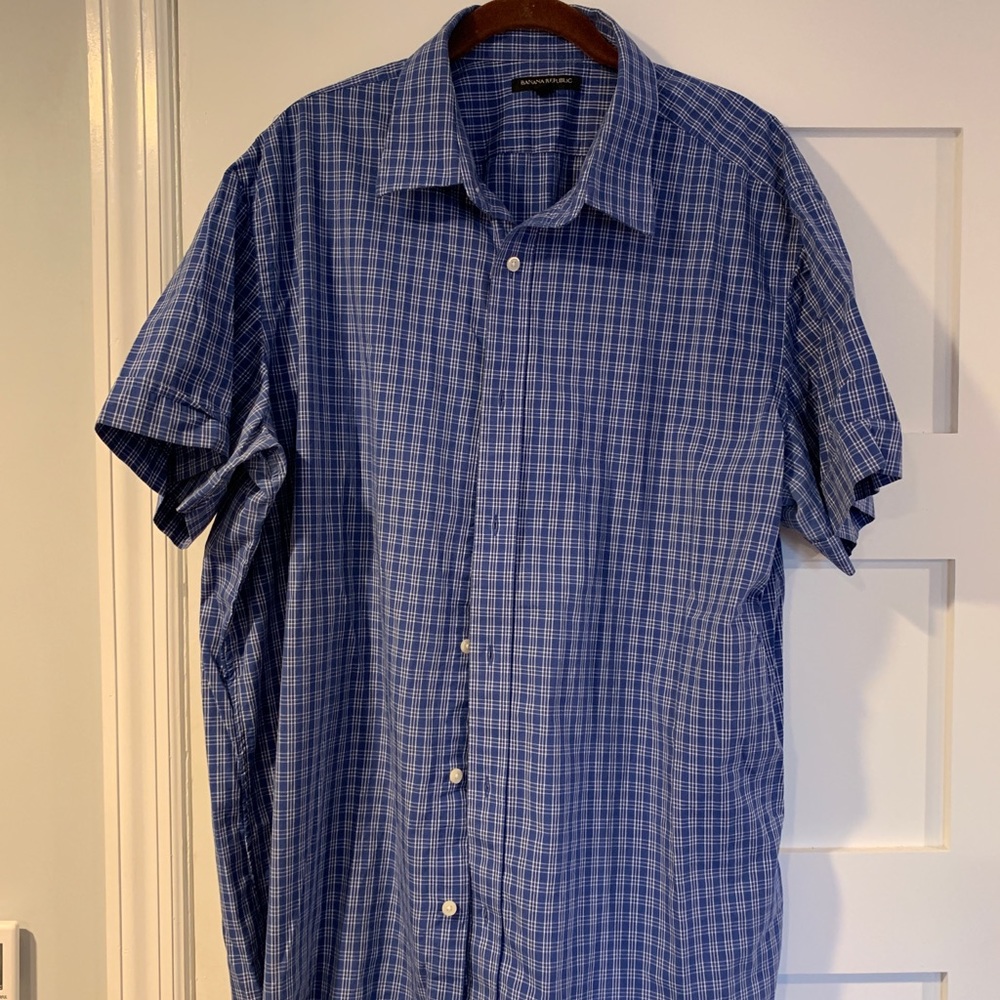 Men’s banana republic blue plaid shirt